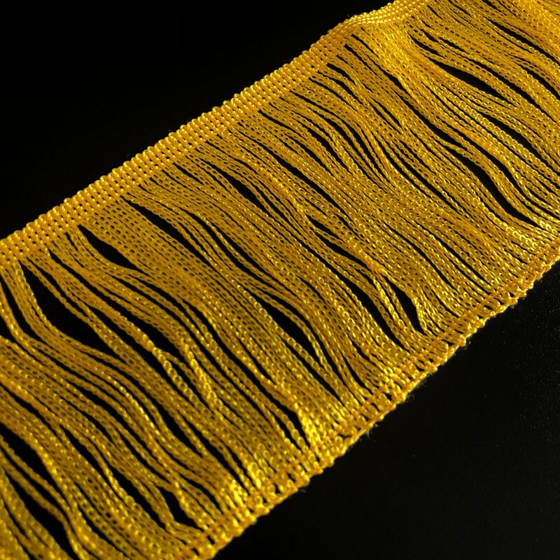 Entremeio de Franja - Amarelo Ouro - 10 cm 